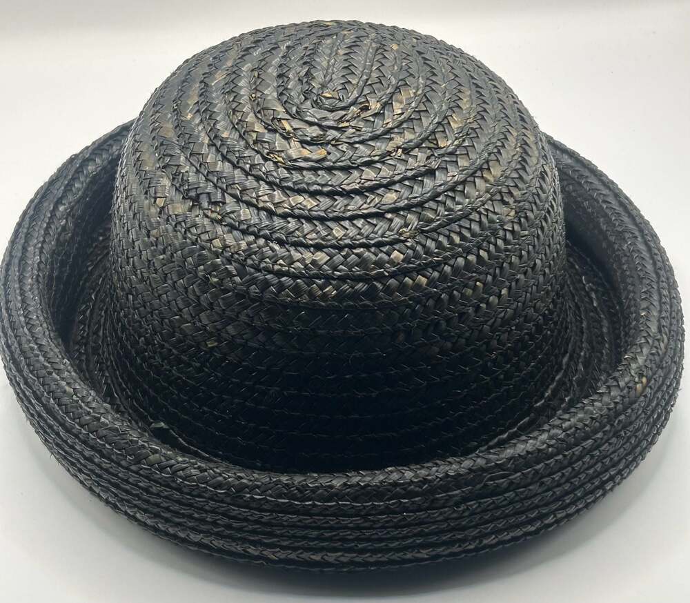 Arlin Black Woven Straw Fedora Hat One Size